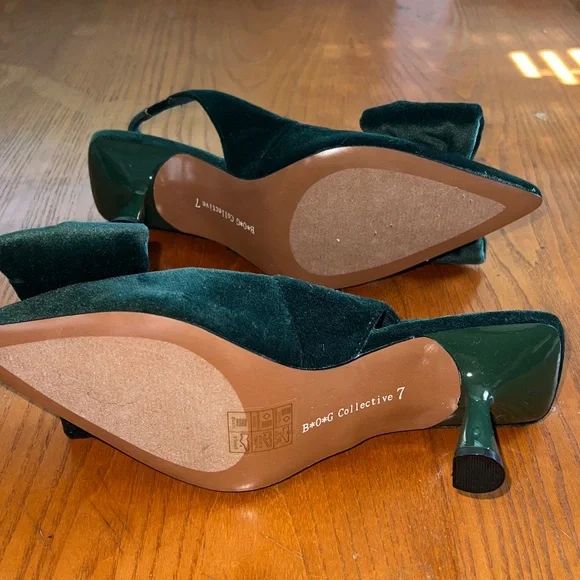 B.O.G. Collective Green Velvet Slingback Heels size 7 - Picture 8 of 8